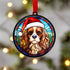 Cavalier King Charles Spaniel in Santa Hat Suncatcher Decoration